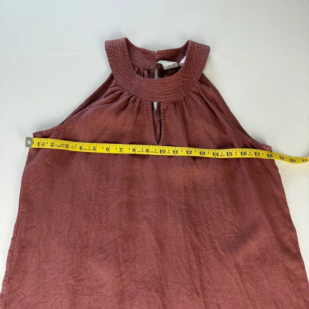 C&C California Womens 100% Linen Halter Keyhole Shift Dress Terracotta Rose S‎